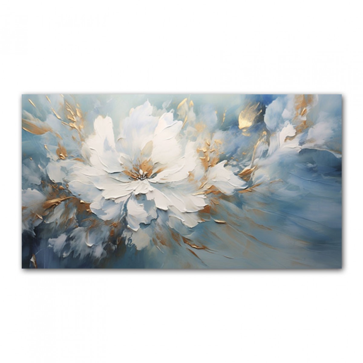 Blue White Flower II 3d Heavy Textured Partial Oil Painting